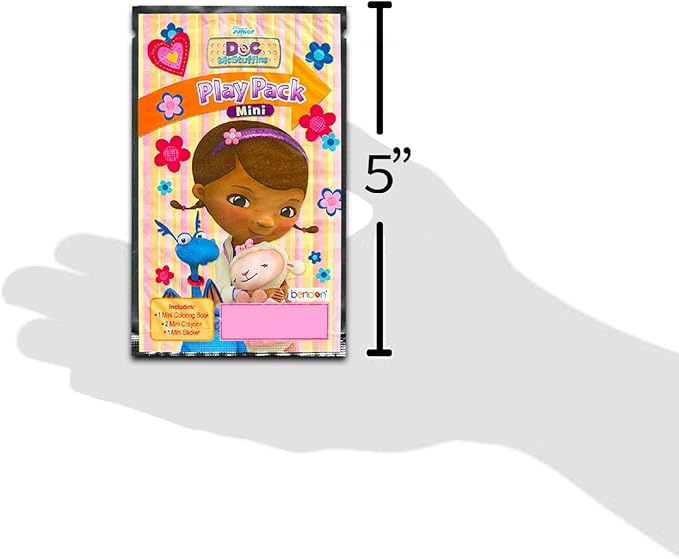 Disney Doc McStuffins Mini Birthday Party Favors Set for Kids - 24 Activity Play Pack Bundle with Mini Coloring Books, Stickers, Loot Bags, More Junior Doc McStuffins Party Supplies