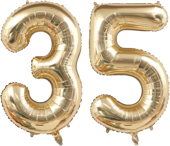 40 Inch Light Gold 35 Numbers Balloons White Gold Giant 35 Foil Mylar Helium Large Digital Balloon Champagne Gold Birthday Jumbo Balloons 35th or 53rd Anniversary Party Decorations Supplies