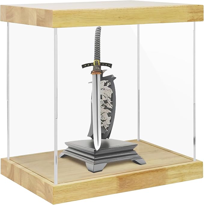 BenchPro Clear Acrylic Display Case for Trophy, Collectibles, Assemble Cube Display Box Stand Dust Proof Protection Showcase for Action Figures Toys. (1.75" Thick Wood, 16" H x 17" L x 12" D)