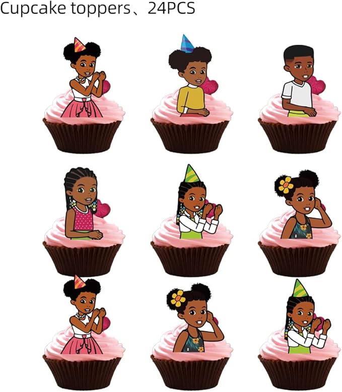 25pcs Children Cake Toppers Cupcake Toppers Cake Decorations,Children Birthday Party Supplies Decorations (8)