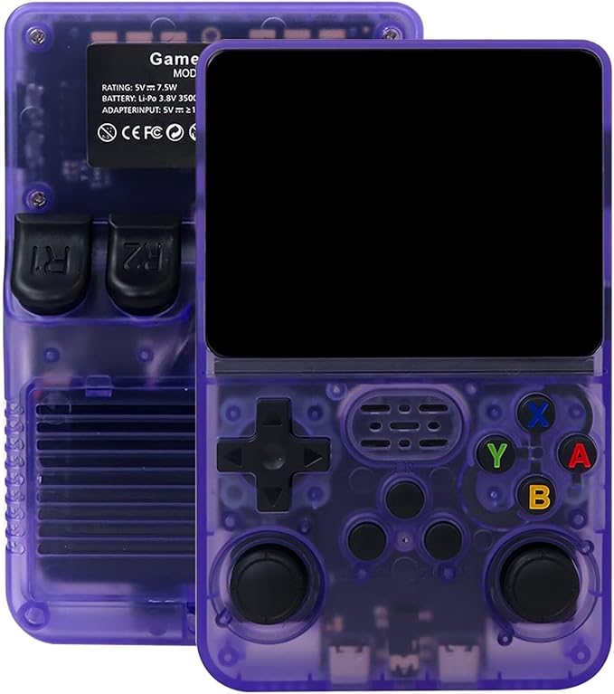 R36S Retro Handheld Game Console with 128G 3.5 Inch IPS Screen Built-in 15000 Games Open Source Linux System 640x480 Resolution Portable Pocket Video Player (Purple)