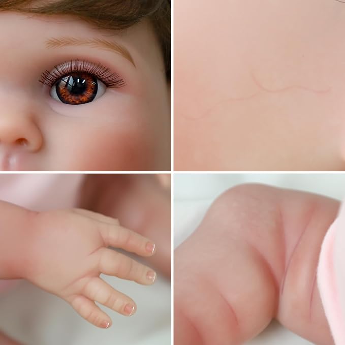 SCOM Reborn Baby Doll Girl - 18 Inch Realistic Real Life Doll with Hair, Silicone Baby with Anatomically Correct, Newborn Lifelike Toddler with Vinyl Body for Age 3 4 5 6 Year Old Gift Princess Lucy