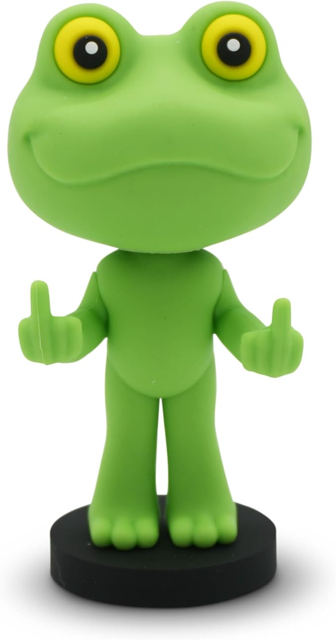 Mini Bobblehead – Middle Finger Frog, Funny Desk Toy, Novelty Collectible Gift