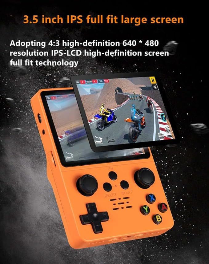 QuantumG - R35S Retro Handheld Game Console with 3.5 Inch IPS HD Display, Linux System, 64GB Inbuilt Games – Compact Pocket Video Game (White)