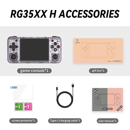 RG35XX H Linux Retro Handheld Game Console 35xx H with a 64G Card Pre-Loaded 5570 Games,RG35XXH 3.5'' IPS Screen Supports 5G WiFi Bluetooth HDMI and TV Output (RG35XXH-Purple-NEW)