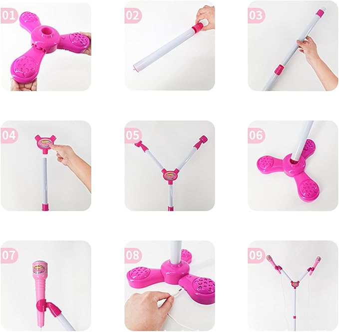 Stand Up Microphone - Colorful Toy with Adjustable Stand, Connectable Singing Machine for Children, Fun Music Play Young Singers Party Educational Play Performances