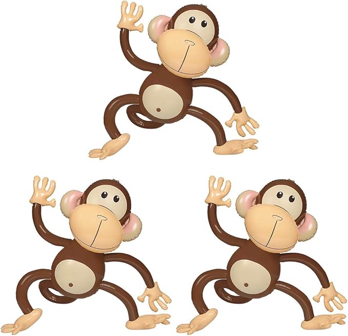 Inflatable Monkeys 27 Inch, 3-Pack Monkey Safari Party Supplies Inflatable Safari Animals Monkey Themed Birthday Party Decorations for Safari, Jungle Themed Birthdays, Blow up Party Favors Supplies
