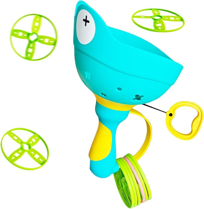 Disc Launcher Toy Kids Yard Flying Spinner Fairy Hover Helicopter Propeller Toy Outdoor Capture Catching Chasing Game Gift for Boy Girl Age 4 5 6 7 8 9 10 (Green, 1 Pack)