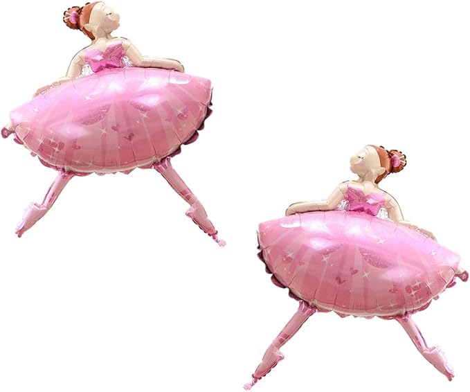 2PCS Pink Ballet Dancing Girl Foil Balloon Aluminum Foil Mylar Helium Party Balloon for Birthday Party Decoration Wedding Baby Shower Ballet Dancing Themed Party