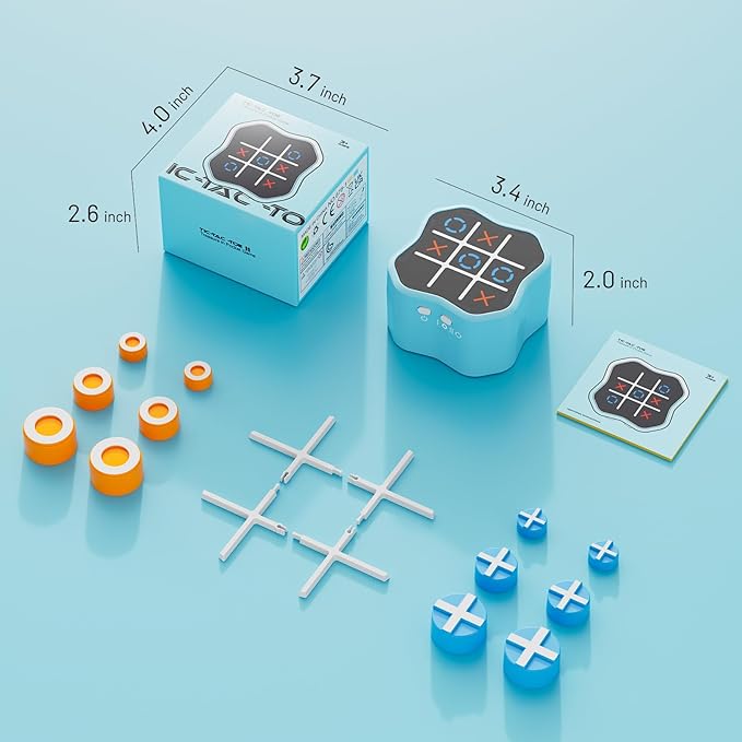 Tic Tac Toe Game, 3-in-1 Electronic Handheld Games Console for Kids Memory Growth, Portable Puzzle Travel Games,Board Game for Kids and Adults, Christmas and Birthday Gifts for All Ages 3+