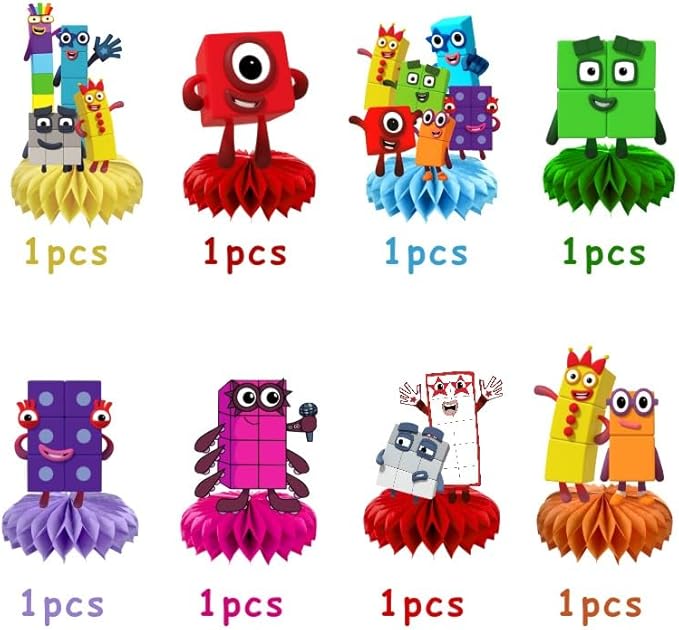 8Pcs Number Honeycomb Table Centerpiece Game Birthday Party Supplies Table Decorations for Kids Party Decorations