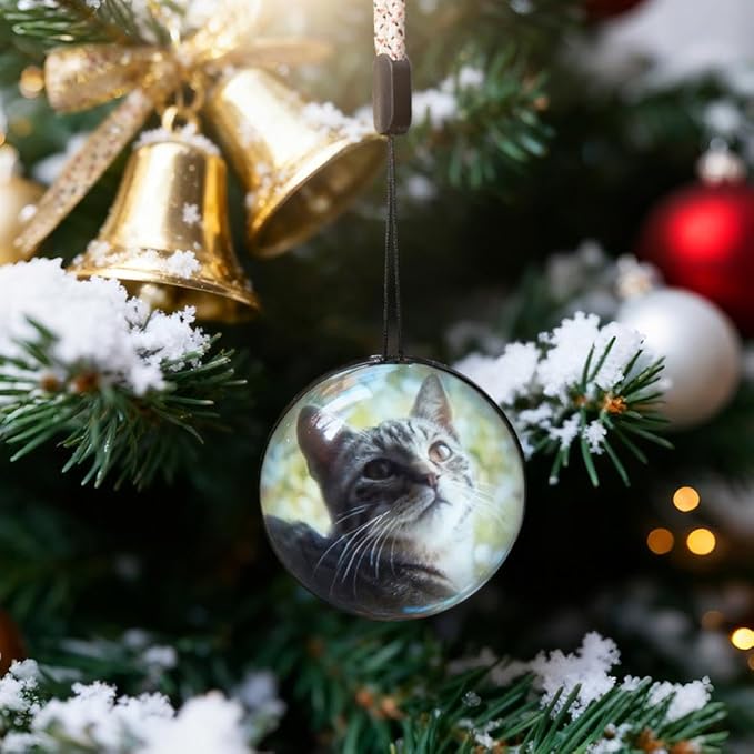 Christmas Memory Sphere Lamp, 2.7Inch Crystal Ball Digital Display Video Player, APP Personalized Videos & Photos Video Gift for Couples Friends Anniversary Birthday Christmas Tree Ornament