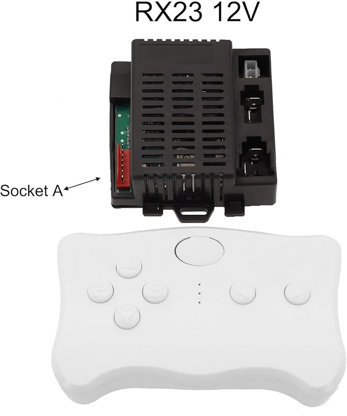 2.4G RC Remote Control Receiver 6V 12V 24V Electric Motor Controller Compatible for Children Electric Toy Car with Battery Installation Instructions(RX23 A 12V Full set)