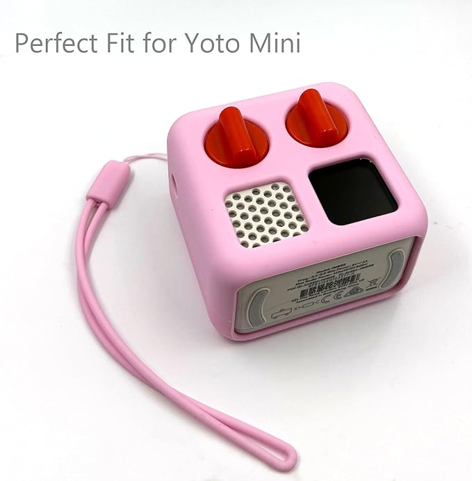 Hard Carrying Case and Silicone Cover for Yoto Mini, Protective Travel Carrier for Kids and Adventure Jacket with Card Pouch 3 in 1 Accessories Set for Yoto Mini Player, Pink