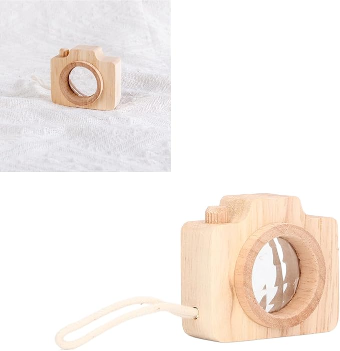 Prism Lens Toy, 5 Colors, 5.2 x 4.8 x 2.5cm, Camera Appearance, Bee Eye Effect, Unique Camera, Cute Portable Interesting Children's Toy(Wood Color) Kaleidoscope