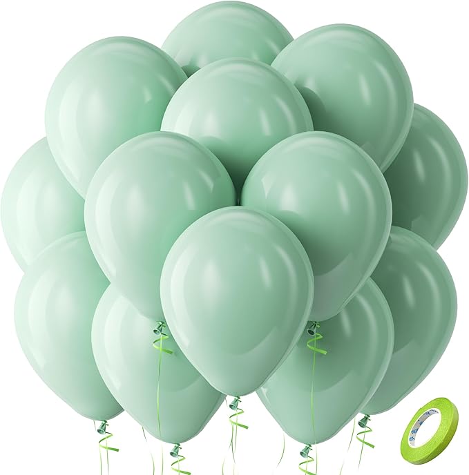 Bezente Mint Green Balloons Latex Party Balloons - 100 Pack 12 inch Round Helium Pastel Light Green Balloons for Wedding Birthday Anniversary Gender Reveal Graduation Party Decorations