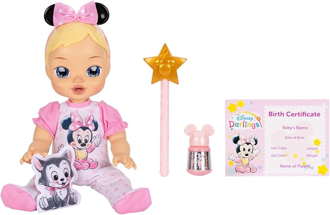 13-Inch Interactive Baby Doll – Magical Lights, Sounds, Music & Wand – Minnie-Inspired Nurturing Doll with Accessories – Multiple Skin Tones, Eye Colors – Ages 2 and Up