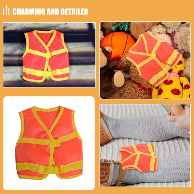 Miniature Construction Vest for Dolls Toy Construction Costume Vest Doll Accessories Safety for 1/6 Soldier Action Figures DIY Dress up Set