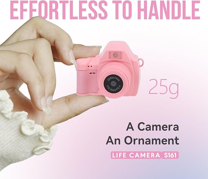 Bewinner 2K Digital Camera, Retro Keychain Camera with 1.47 Inch LCD Display and LED Light for Teens Students Travel (Pink)