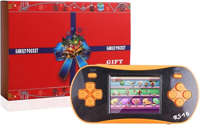 RS16 Portable Classic Game Controller - Built-in 260 Games, 2.5 inch LCD, Retro Arcade Video Game System - Children's Birthday Gift (Orange)