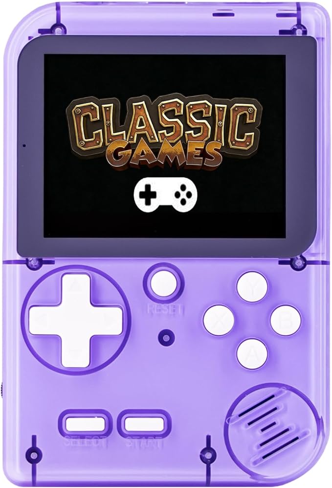 Kids Handheld Game Console Pre-Loaded 400 Classic Games, Portable Video Game Console with 2.8" Color Screen, Rechargeable Battery, Handheld Electric Game Console for Boys Girls (Purple)