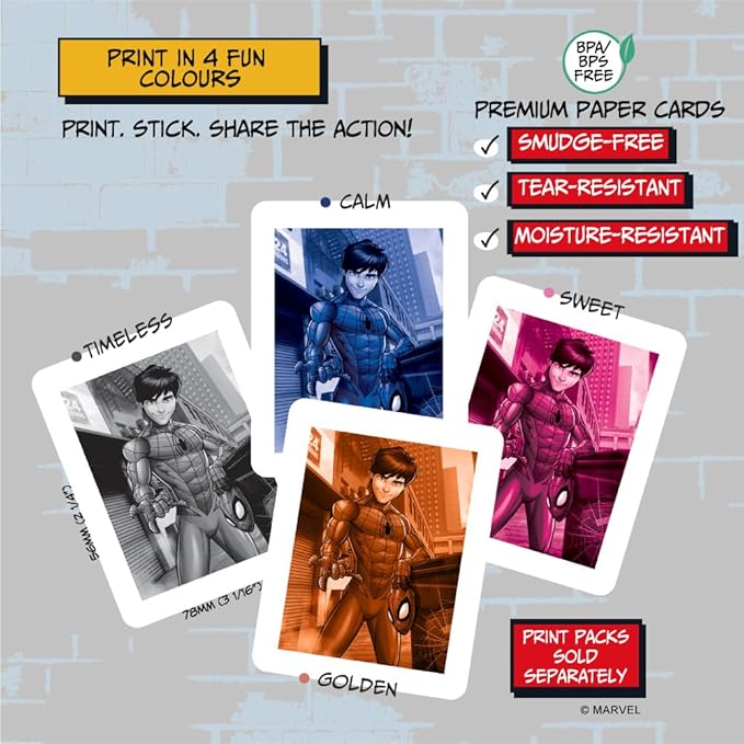 kiimento Marvel Licensed Instant Print Digital Camera, Best Travel Buddy Spider-Man P2, 48MP Photo 1080p Video, 5-Sec Prints in 4 Colors, Selfie & Creator Mode, 32GB Memory Card (Model P2)