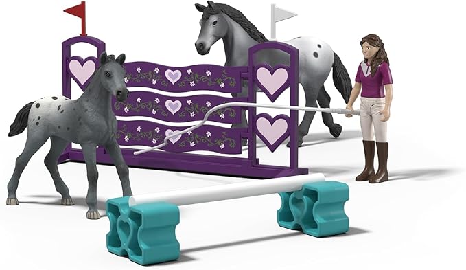Schleich Horse Club - 15PC Tournament Training Set with Poseable Lisa Figurine, 2 Horse Figures and Riding Accessories - Realistic Horses for Girls and Boys - Animal Figures for Kids Ages 5+ | 42776