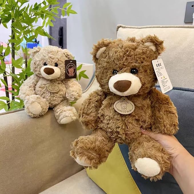 10Inch Teddy Bear Stuffed Animal, Soft Stuffed Teddy Bear Plush Toy, Birthday Xmas Gifts for Kids Baby (Dark Brown)