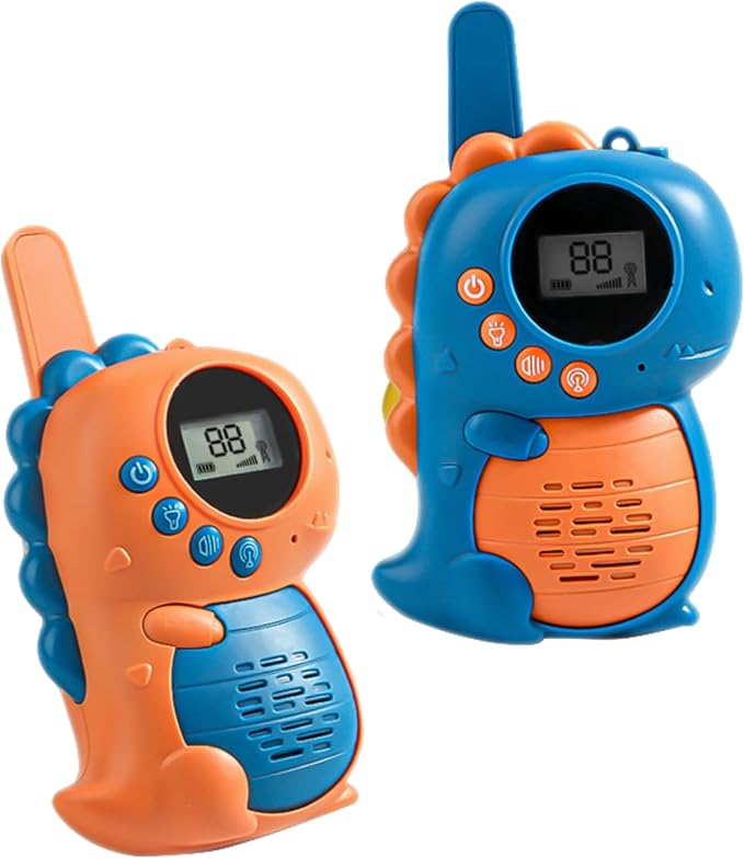 Kids Walkie Talkies Dino Toys for Boys 2 Pack Birthday Gifts for 3 4 5-7 8 Year Old Boys Camping Outdoor Games,Communication Up to 10,000 Feet, LCD Display & Light