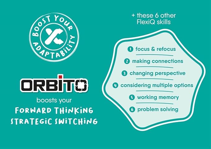 Orbito from Flex IQ, 2 Player Strategy Games for Family Gatherings, Great for Kids Games, Includes 1 Game Board with Orbito Button, 8 White Marbles and 8 Black Marbles