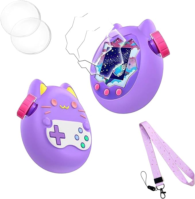 Silicone Cover for Tamagotchi Paradise,Silicone Cover Case for Tamagotchi Paradise Interactive Virtual Pet with Lanyard Screen Protector Button Film for Girl boy