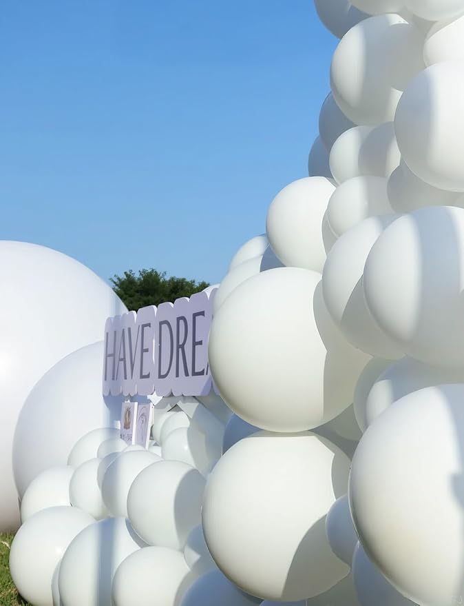 White Balloons Latex Party Balloons - 12 Inch White Balloon Round Party Balloon for Birthday Wedding Baby Shower Anniversary Bachelorette Party Decorations, Photo Backdrop Supplies