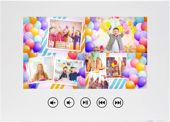 Custom Video Greeting Card for Kids Birthday – Personalized Photo Slideshow Gift – 7” HD Display, 512MB Memory, Rechargeable Lithium Battery, Plays Instantly