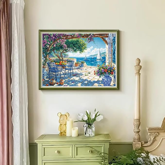 Jigsaw Puzzles for Adults 1000 Pieces, Interlock Perfectly Letter on Back No Dust, Home Decor Birthday Party Gift Toy for Men Women Elders Seniors, 1:1 Poster-Summer Coast