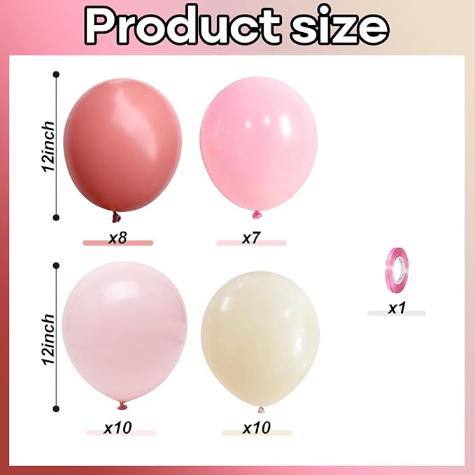 Dusty Pink and Beige Balloons, 35PCS Pastel Light Pink White Sand Cream Nude Latex Balloons for Girls Women Birthday Bridal Shower Baby Shower Boho Wedding Engagement Party Decorations Supplies