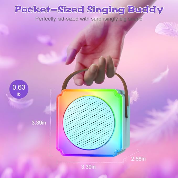 Mini Karaoke Machine for Kids Adults, TOP Toy Gift Bluetooth Karaoke Speaker with 2 Wireless Microphones, LED Party Lights, AUX/USB/TF- Christmas Birthday Gifts for Girls Boys Ages 3-12+, Blue