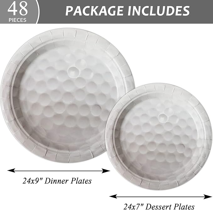 gisgfim 48 Pcs Golf Birthday Plates Supplies Paper Golf Party Decorations Sports Theme Dessert Dinner Plates Disposable Golf Party Favors Decoration for Boy birthday party Baby Shower