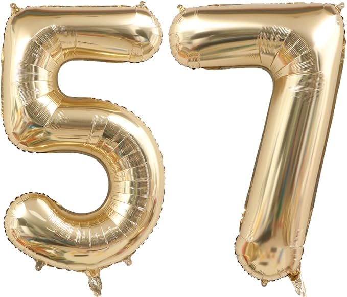 40 Inch Light Gold 57 Number Balloons White Gold Giant 75 Foil Mylar Helium Large Digital Champagne Gold Birthday Number Jumbo Balloon 57th or 75th Anniversary Party Decorations Supplies