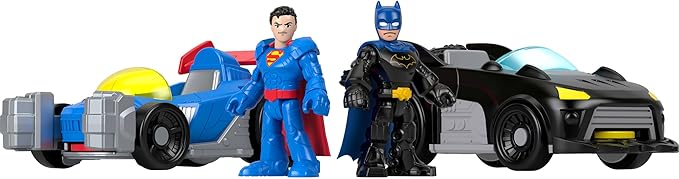 Fisher-Price Imaginext DC Super Friends Metal Force Playset, Batmobile & Supermobile Toy Cars with Batman & Superman Action Figures & Accessories (Amazon Exclusive)