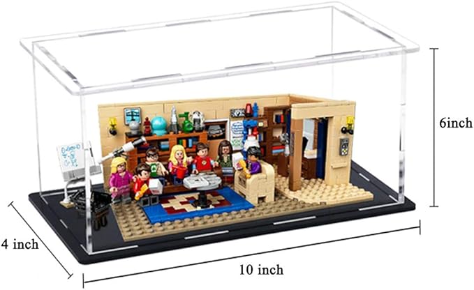 Self-Assembly Acrylic Display Case,Deluxe Dustproof Showcase,Cube Countertop Box for Pop Figures Collectibles Toys,Need Remove The Protective Film (10x4x5.7 inch; 25x10x14.5cm)