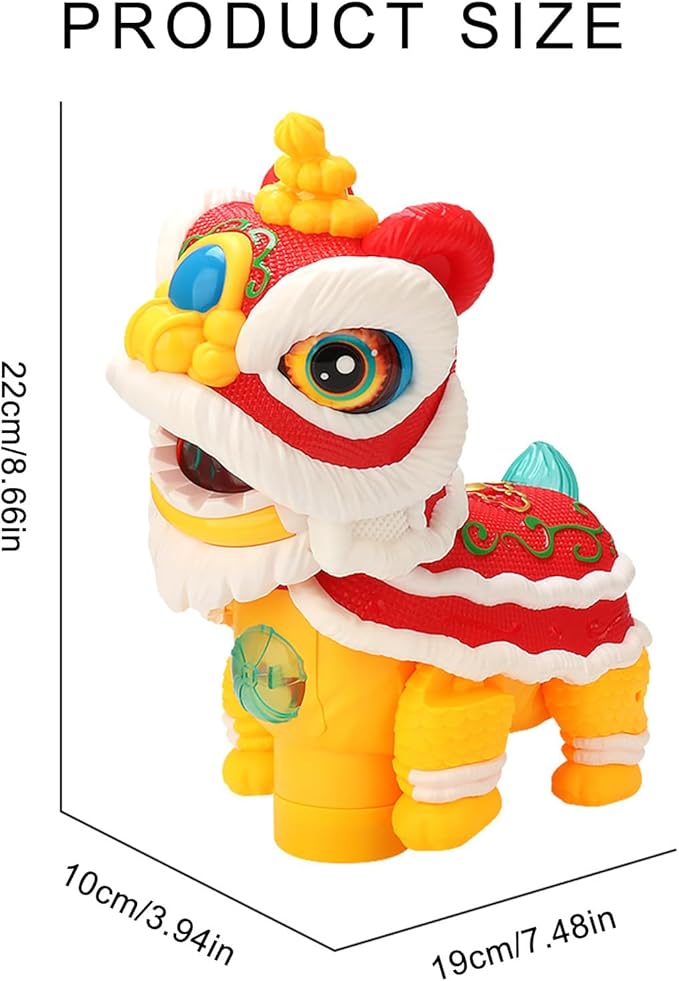 Electronic Lions Dance Electric Toy with Lights and Sounds,Early Learning Education,Wagging Walking Gift Electric