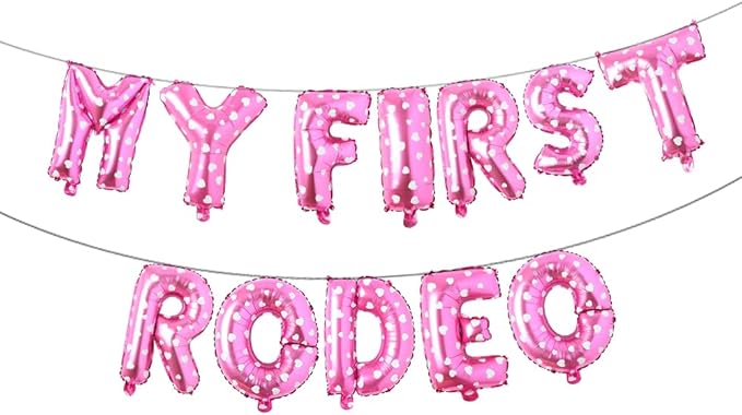 My First Rodeo Party Decoration & Supplies - Banner, Balloons, Backdrop (Pink Heart)