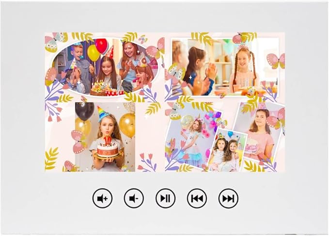Custom Animated Video Greeting Card for Girl’s Birthday – Personalized Photo Slideshow Gift – 7” LCD Display, 4GB Memory, USB Charger, Touching Surprise
