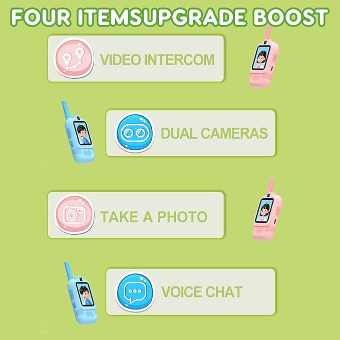Video Walkie Talkies for Boys Toys, Camping Gear Outdoor Hiking Toys, Long Range Radio Walkie Talkies for Kids
