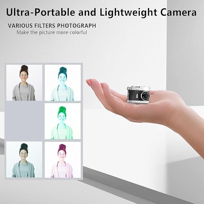 KOOMTOOM Keychain Camera,720P HD Mini Retro Camera,Tiny Digital Photocamera with 32GB SD Card,0.96'' Pocket Video Recorder Gift for Kids Students,Suprise Box Included (K142 - Black)