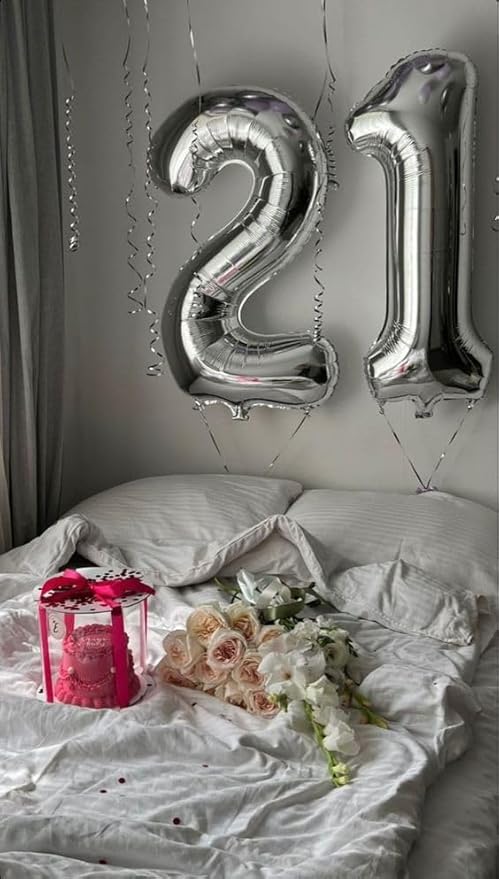 Silver Number 1 Balloon 40 Inch, 1st Birthday Balloon for Baby Boy Girl Toddler First Birthday Decorations, Shiny Silver Party Supplies