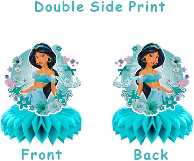 8Pcs Princess Jasmine Table Centerpieces Birthday Party Supplies Double Side Table Decorations for Kids Party Decorations