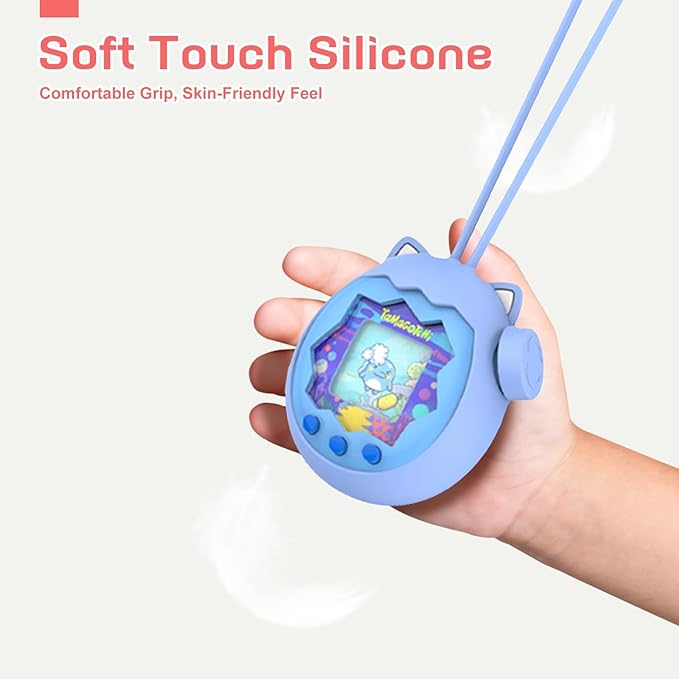 for Tamagotchi Paradise Silicone Case–Soft Protective Cover with Lanyard,Shockproof Dustproof Shell for Tamagotchi Electronic Pet Toy[Luminous Blue]