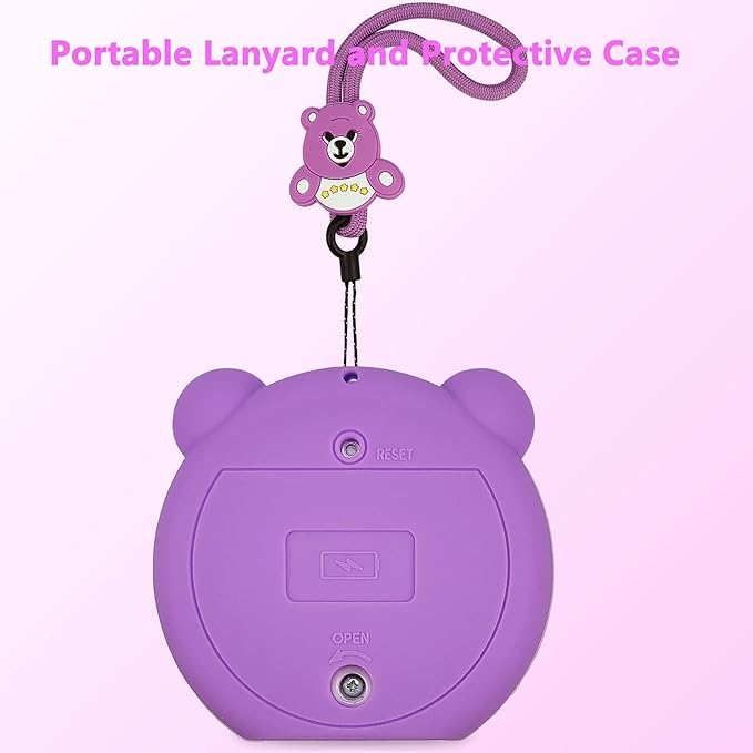 Silicone Cover Case for Punirunes Interactive Digital Toy Squishy Characters Pet, Screen Protector for Punirunes Virtual Electronic Pets Accessories(Silicone Case and Lanyard) (Purple)