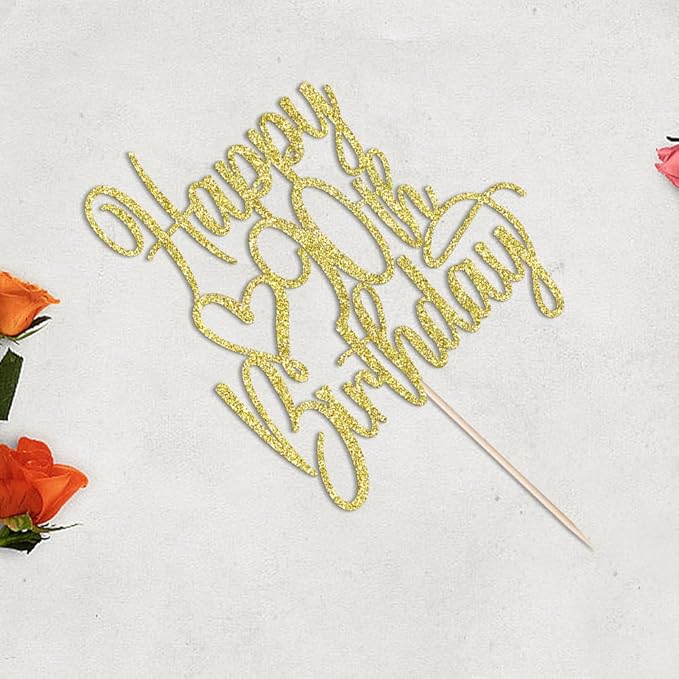 Gold Glitter Happy 90th Birthday Cake Topper - Cheers to 90 Years Cake Topper, 90 & Fabulous Cake Decoration for Hello 90th Birthday Anniversary Party Cake Decorations Supplies